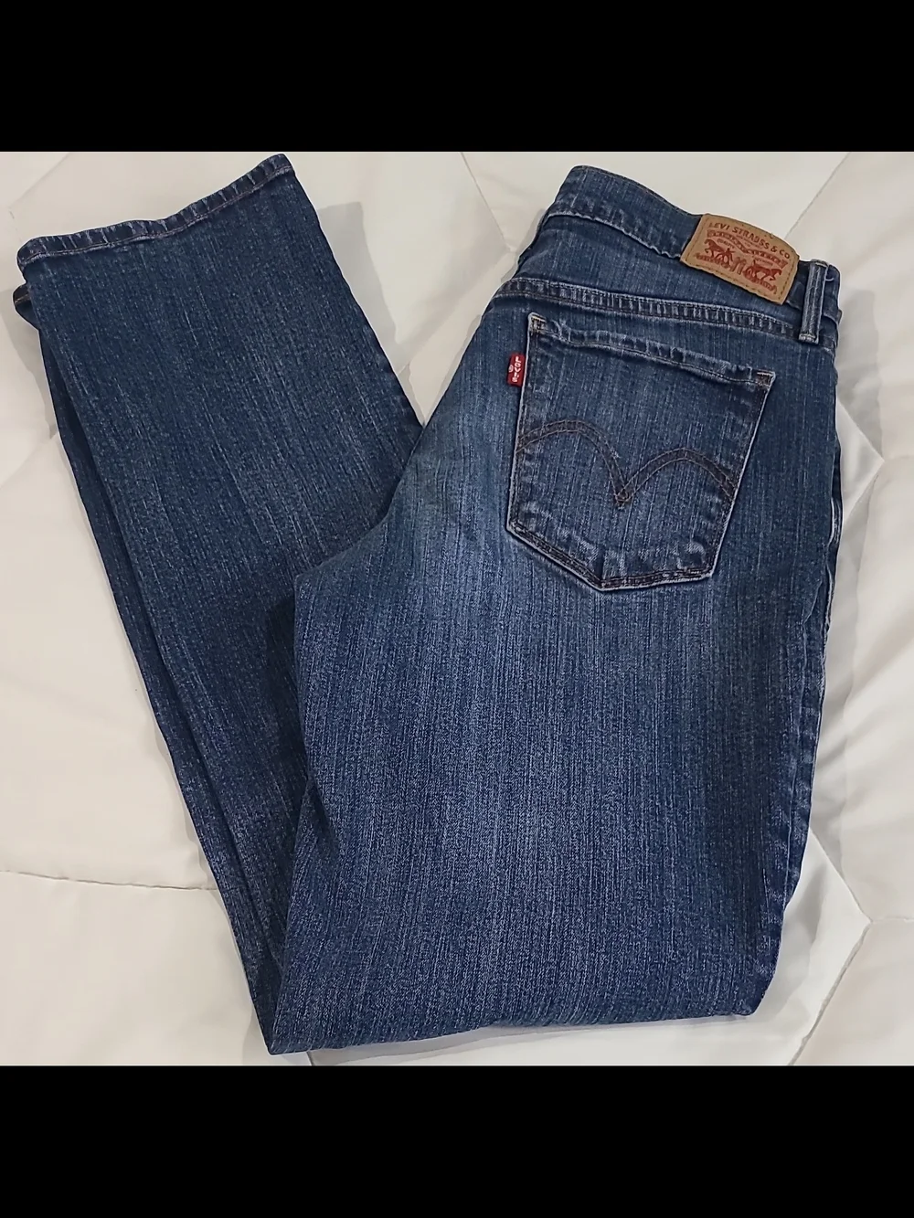 Levi's 505 Straight Men's Blue Denim Jeans Medium Wash Straight Fit Mid Rise